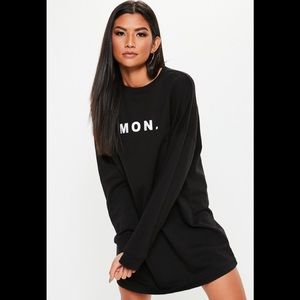 Misguided Oversized Monday Sweater Dress in Black